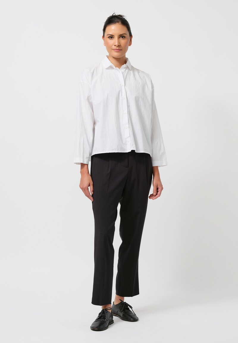 Bergfabel Washed Cotton Poplin Short Overshirt in White	