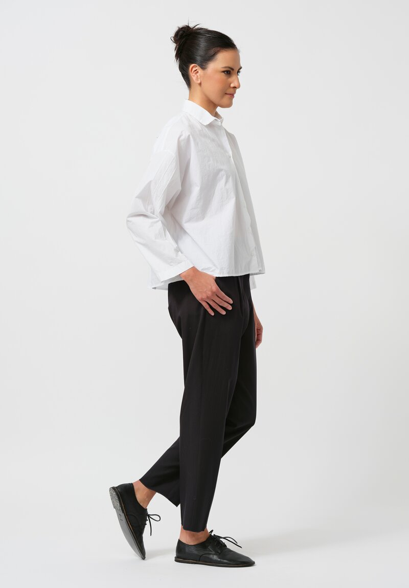 Bergfabel Washed Cotton Poplin Short Overshirt in White	