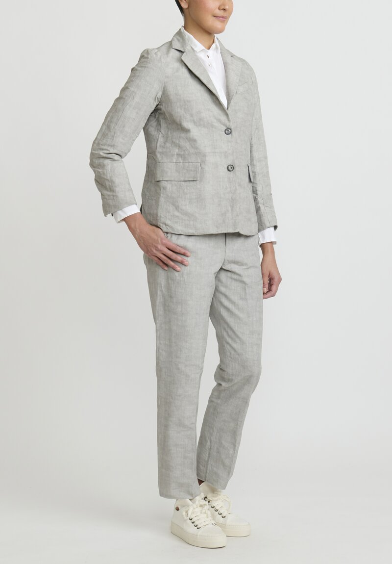 Bergfabel Linen and Cotton Short ''Giulia'' Jacket in Carbon Grey