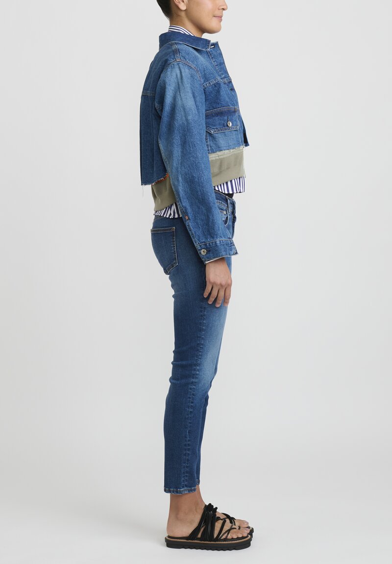 Sacai Cotton Denim Blouson Jacket in Denim Blue