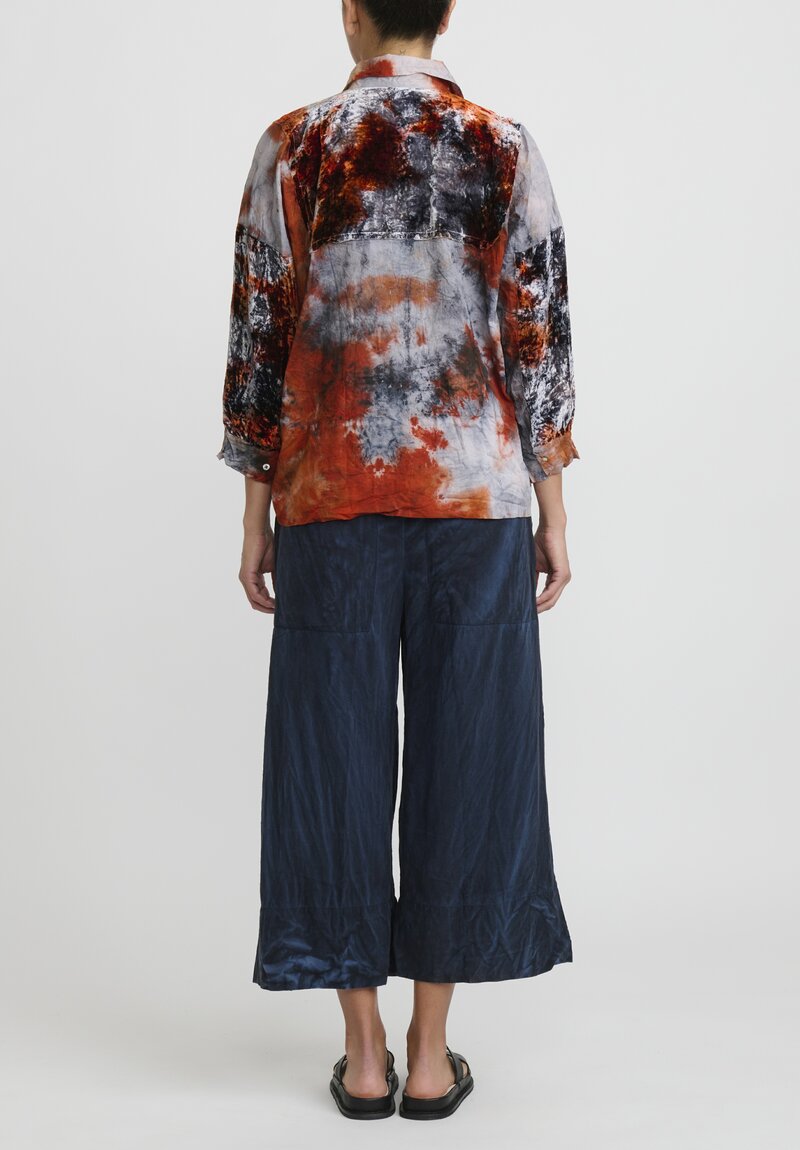 Gilda Midani Pattern Dyed Velvet Cupula Shirt in Steel Planet