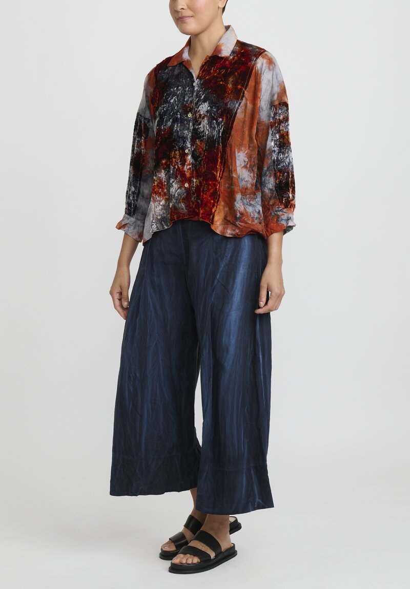 Gilda Midani Pattern Dyed Velvet Cupula Shirt in Steel Planet