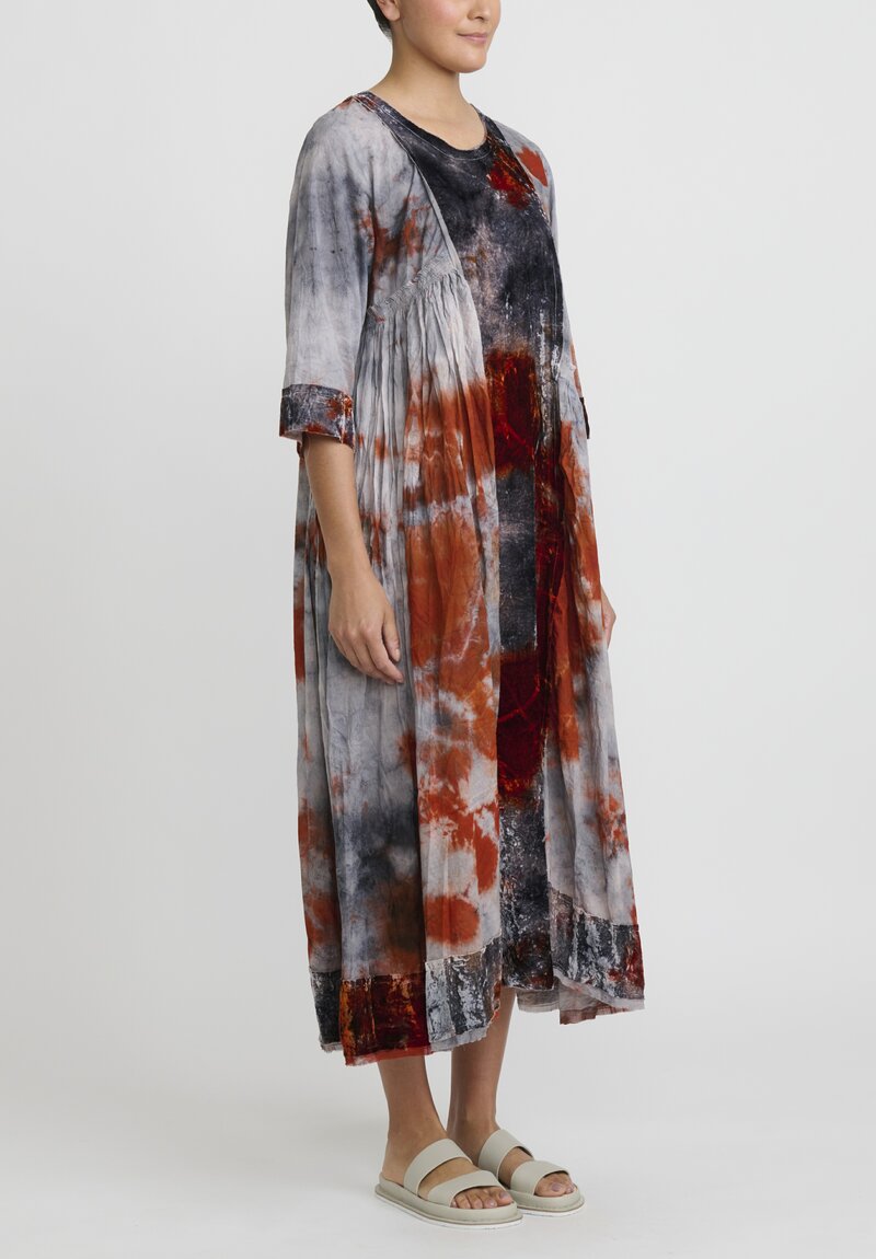 Gilda Midani Cotton Velvet Bloom Dress in Steel Planet