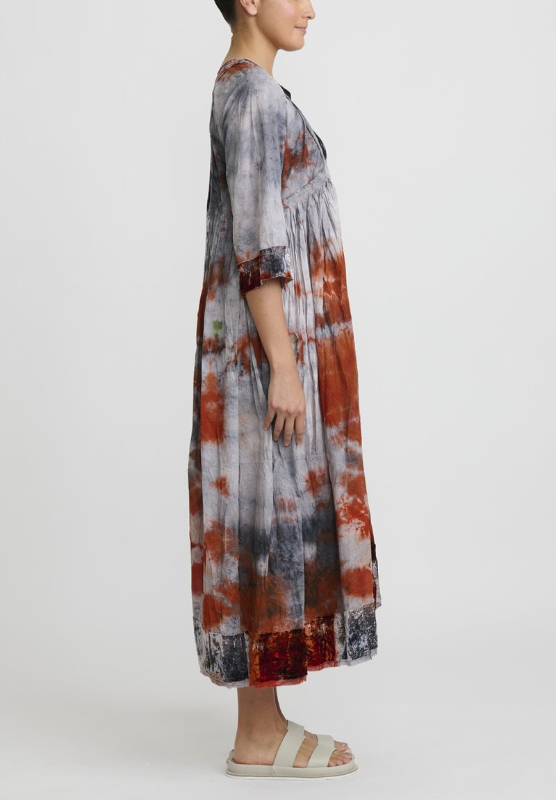 Gilda Midani Cotton Velvet Bloom Dress in Steel Planet
