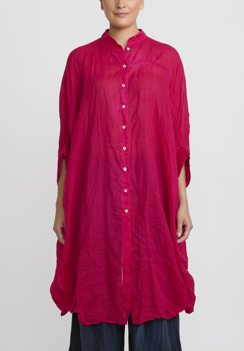 Gilda Midani Solid Dyed Linen Square Dress in Fuschia Pink