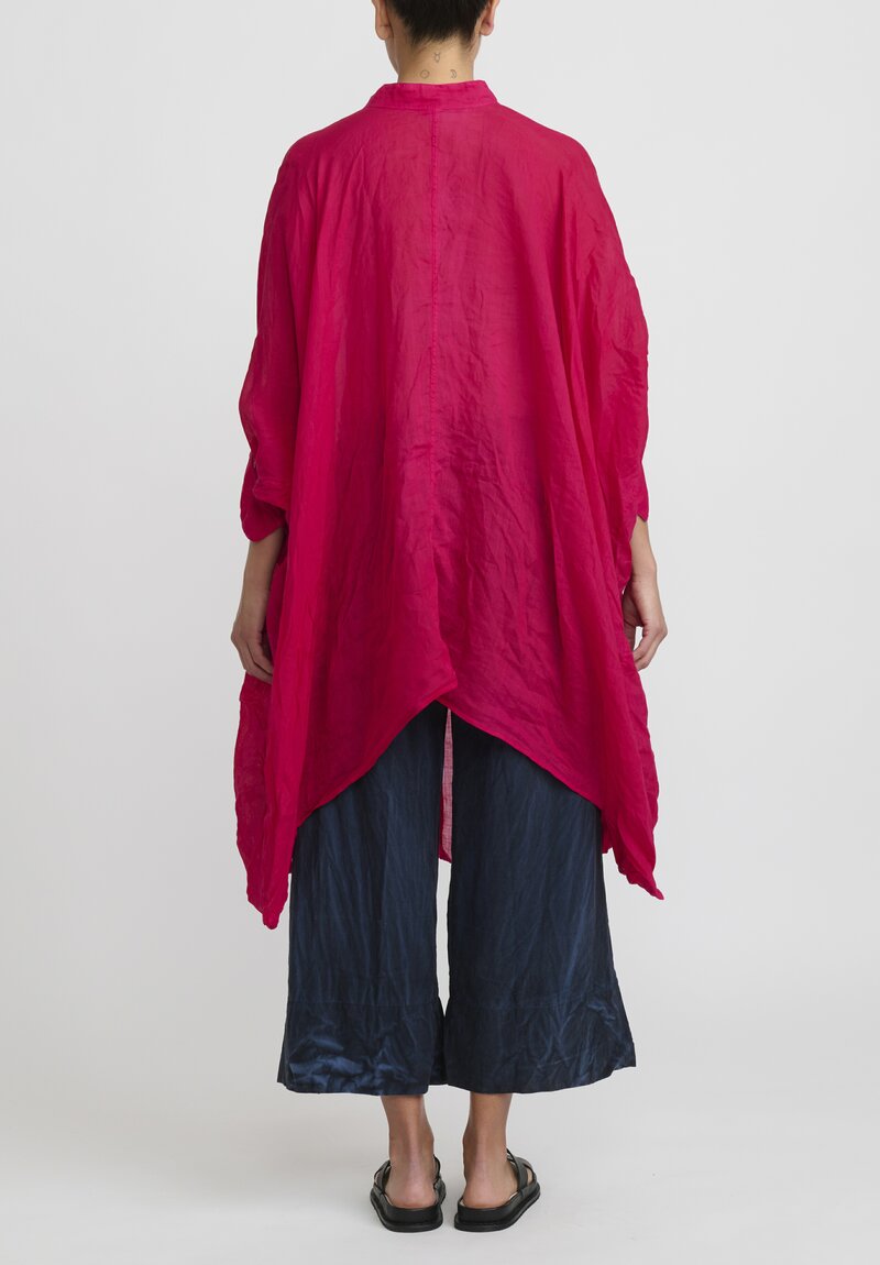 Gilda Midani Solid Dyed Linen Square Dress in Fuschia Pink
