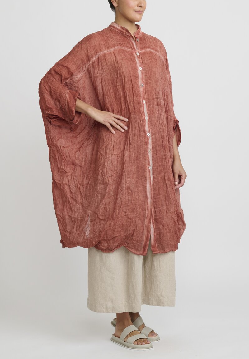 Gilda Midani Solid Dyed Linen Square Dress in Ginger Brown