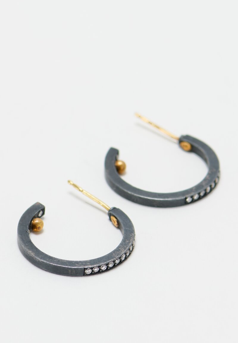 Lika Behar 18k, Oxidized Sterling Silver & Diamond Kelly Hoop Earrings	