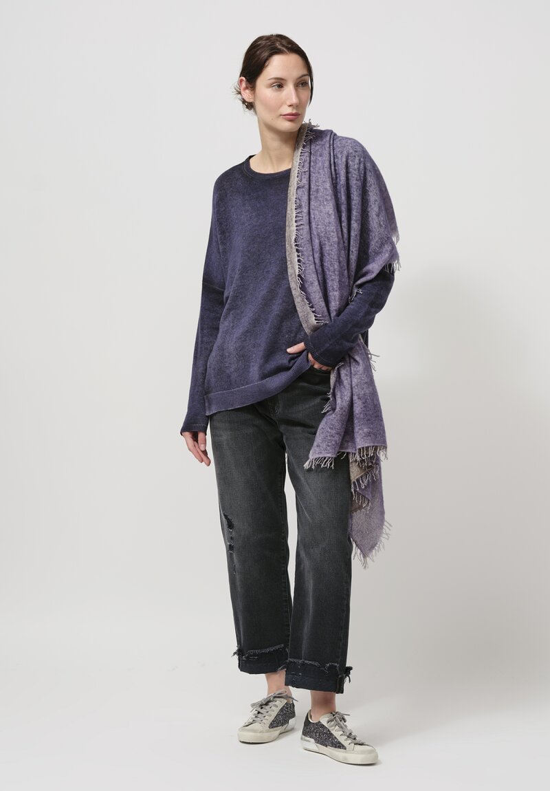 Avant Toi Cashmere Hand-Painted Barchetta Sweater in Nero Prune Grey