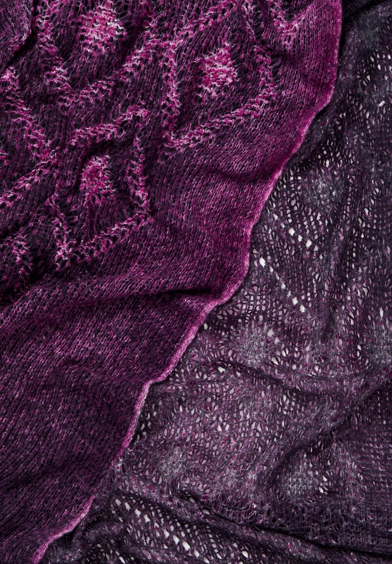 Avant Toi Cashmere/ Silk Diamond Distressed Scarf Nero, Orchid Purple	