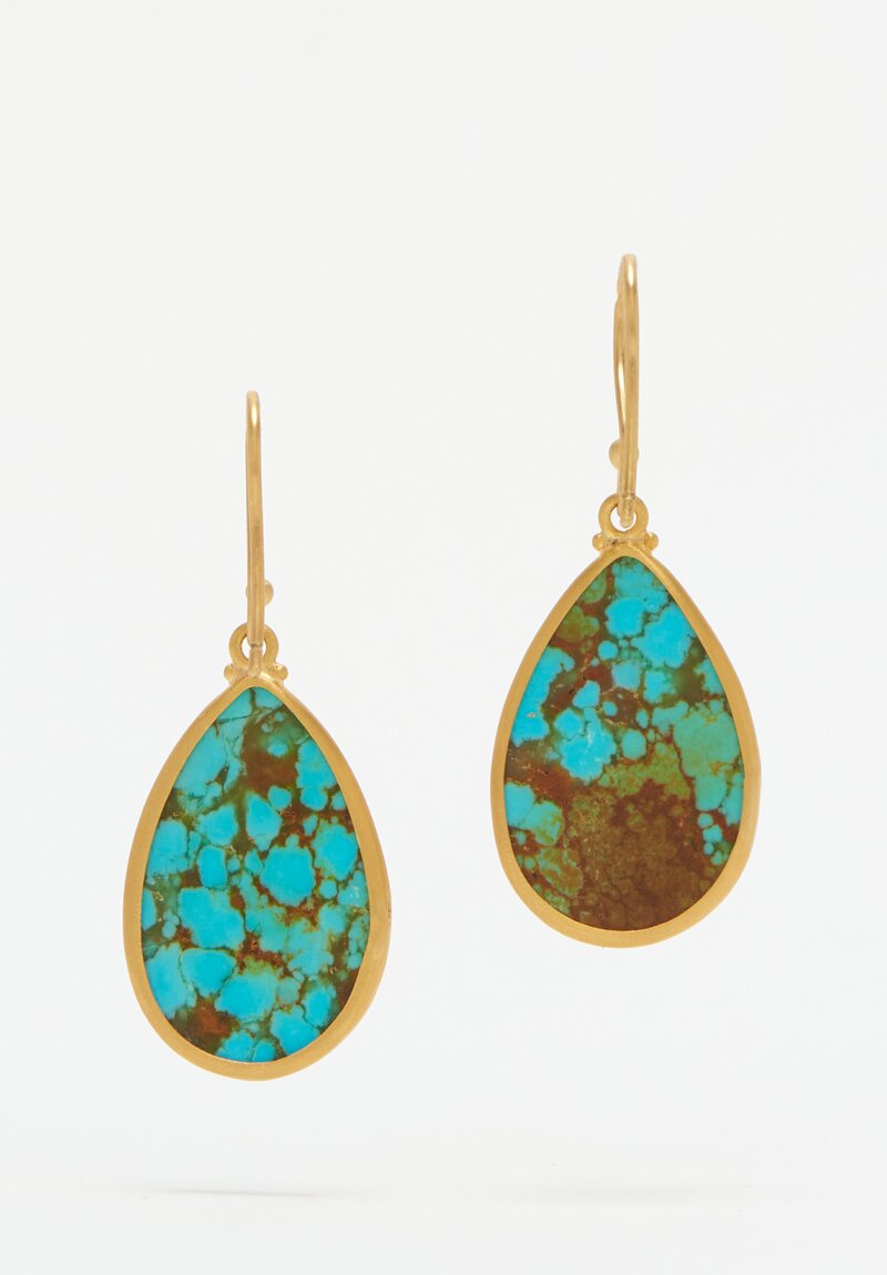 Lika Behar 24k and Kingman Turquoise My World Earrings 14.46ct	