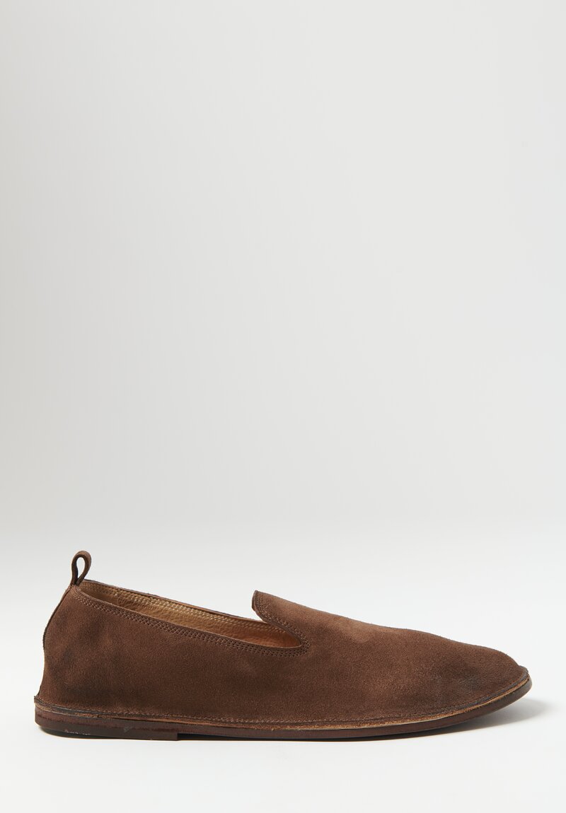 Marsell Suede Strasacco Pantofola Shoe in Chocolate Brown