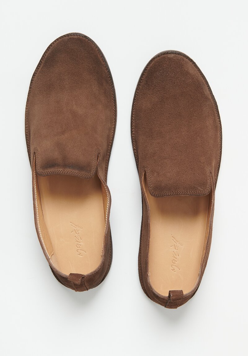 Marsell Suede Strasacco Pantofola Shoe in Chocolate Brown