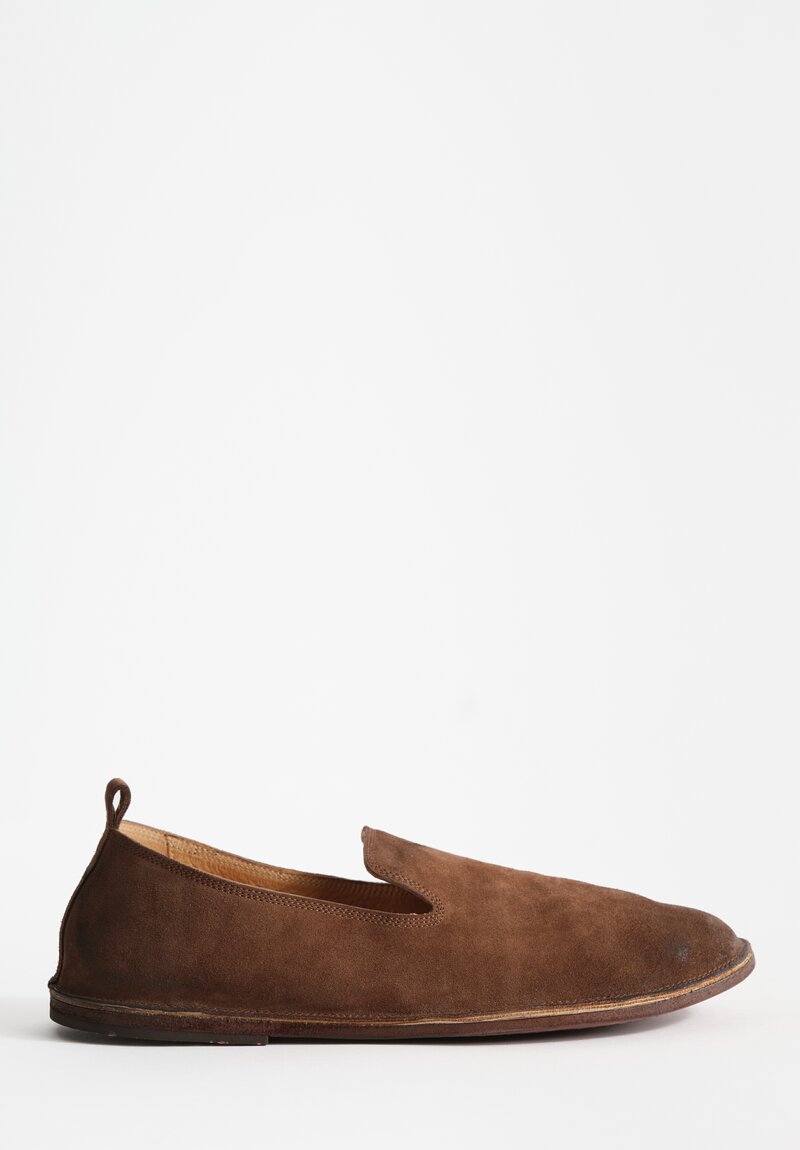 Marsell Suede Strasacco Pantofola Shoe in Chocolate Brown