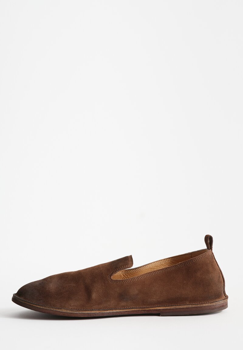 Marsell Suede Strasacco Pantofola Shoe in Chocolate Brown