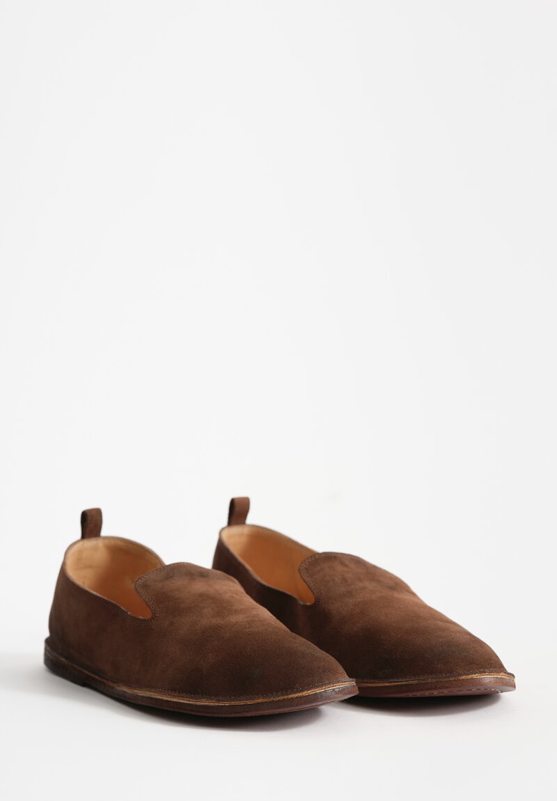 Marsell Suede Strasacco Pantofola Shoe in Chocolate Brown