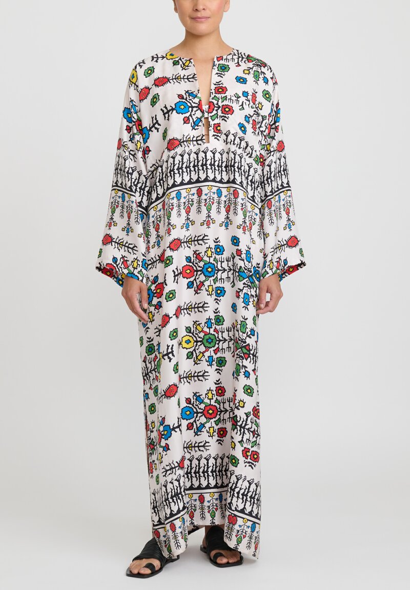 Rianna + Nina Washed Silk Long Greek ''Alek'' Kaftan in Luludi White	