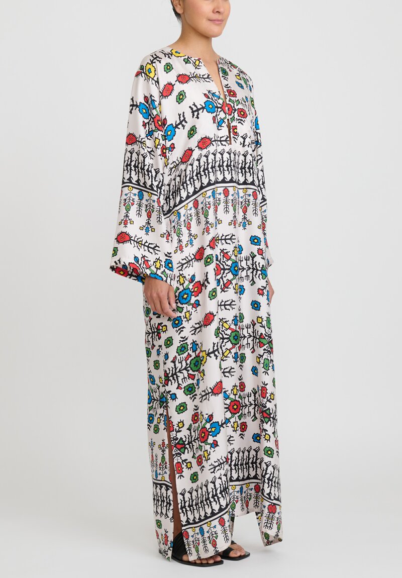 Rianna + Nina Washed Silk Long Greek ''Alek'' Kaftan in Luludi White	