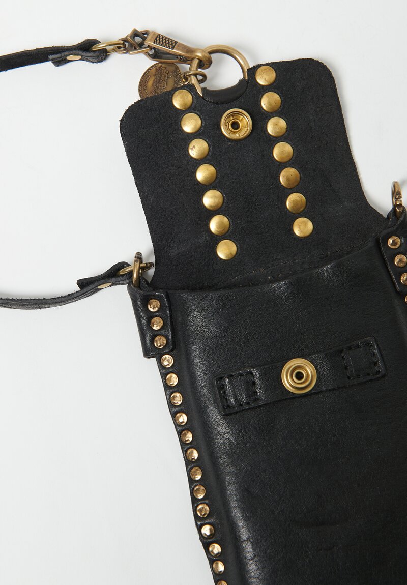 Campomaggi Leather Riveted Phone Case Nero Black	