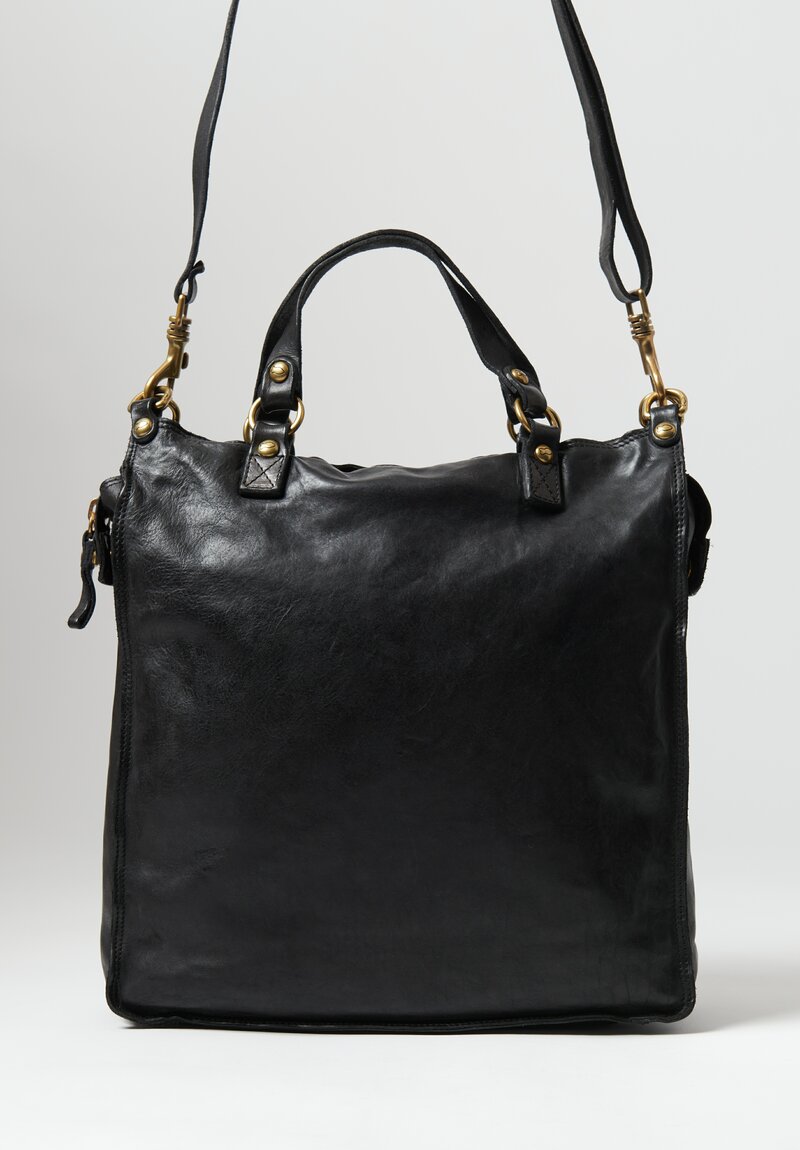 Campomaggi Leather Shopping Bag Nero Black	