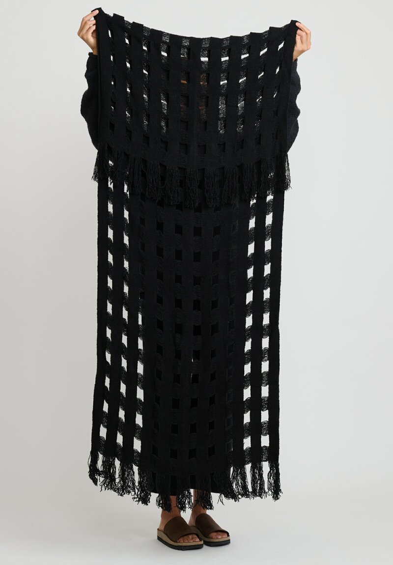 Lauren Manoogian Handwoven Pima Cotton Grid Scarf in Black	