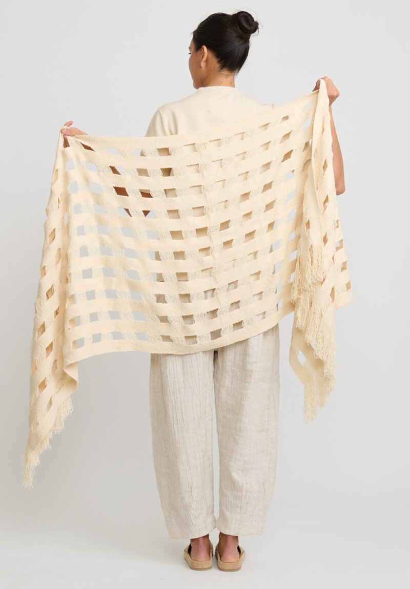 Lauren Manoogian Handwoven Pima Cotton Grid Scarf in Natural	