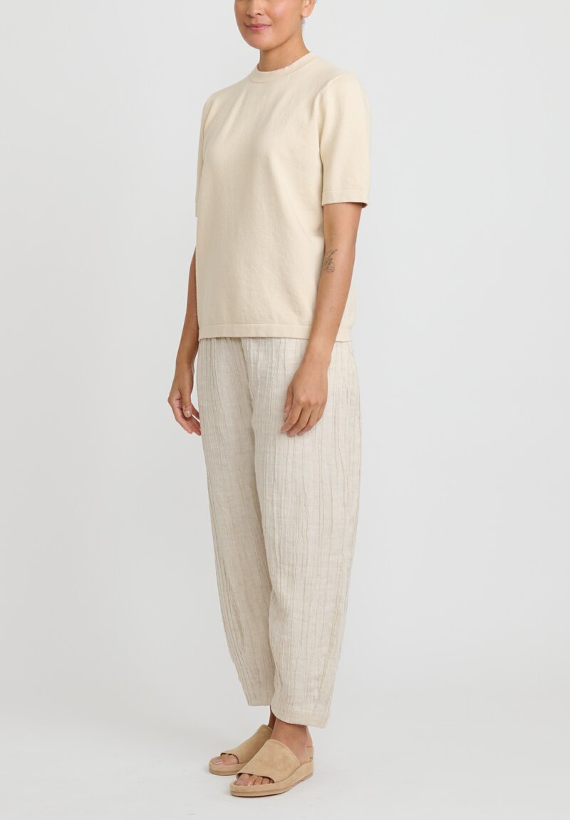 Lauren Manoogian Cotton & Linen Gauzy Pants in Natural	