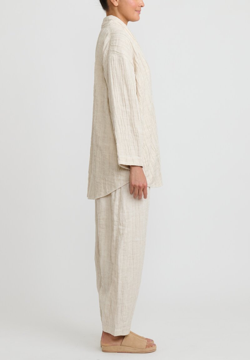 Lauren Manoogian Cotton & Linen Gauzy Shawl Jacket in Natural	