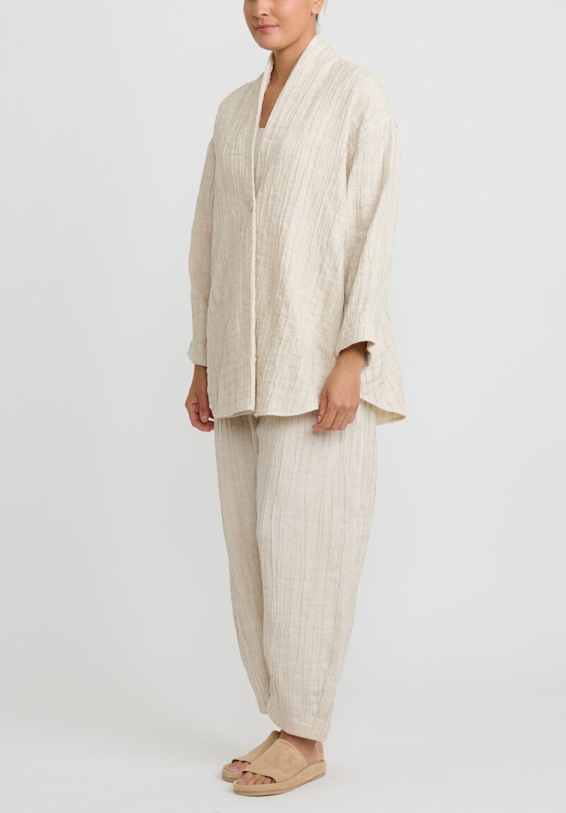 Lauren Manoogian Cotton & Linen Gauzy Shawl Jacket in Natural	