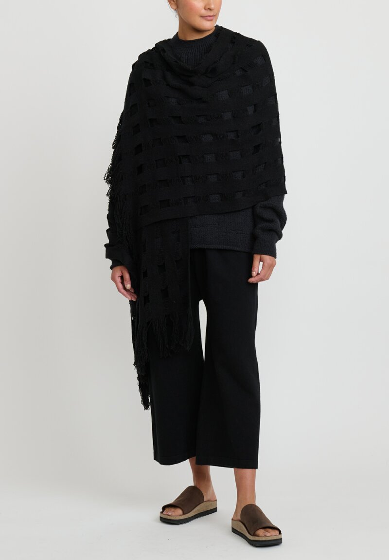 Lauren Manoogian Handloomed Raw Cotton Rolled Edge Sweater in Black	