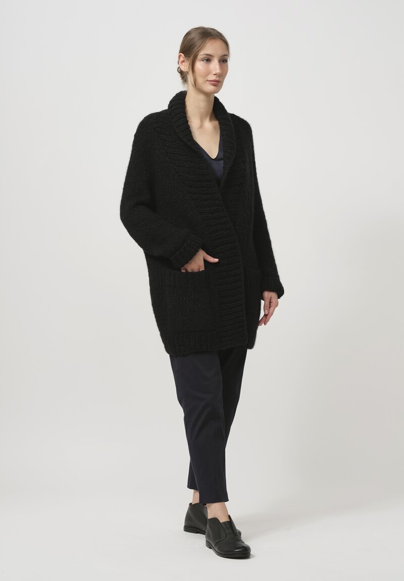 Wommelsdorff Hand-Knit Cashmere & Silk Ava Cardigan in Space Navy Blue	