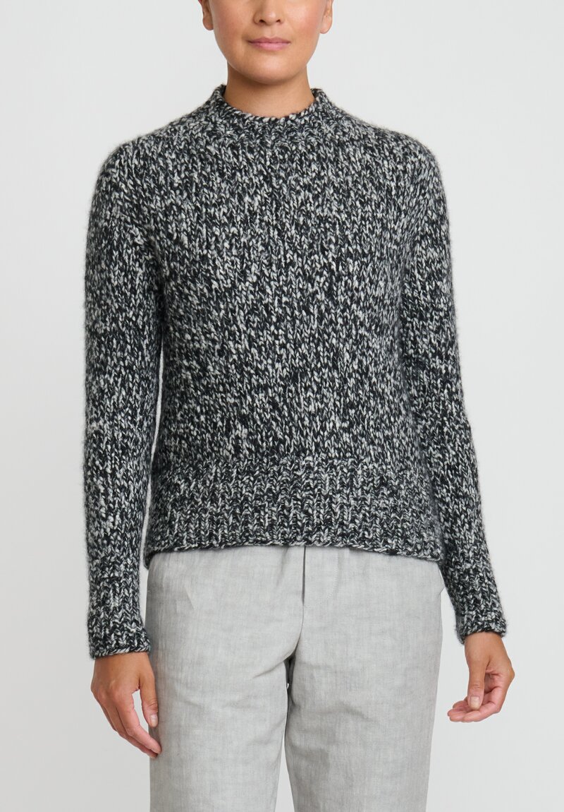 Wommelsdorff Cashmere High Neck Willow Sweater in Panda Black & White	