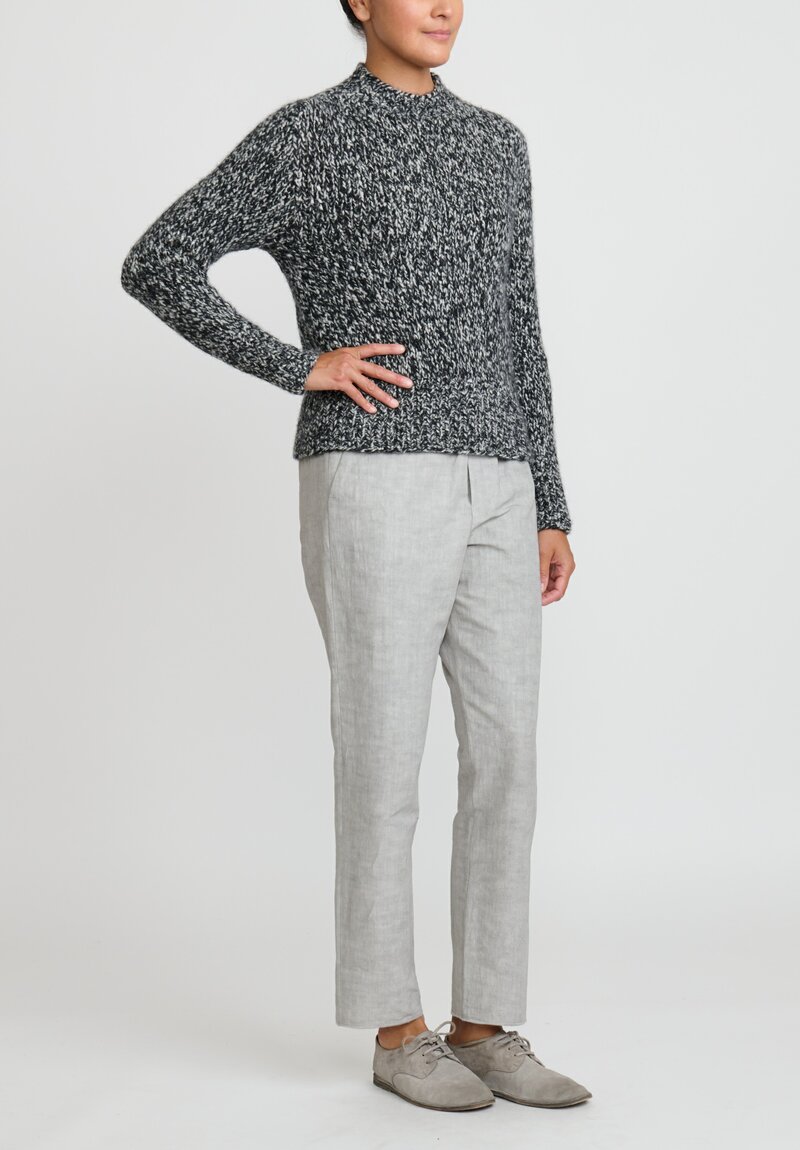 Wommelsdorff Cashmere High Neck Willow Sweater in Panda Black & White	