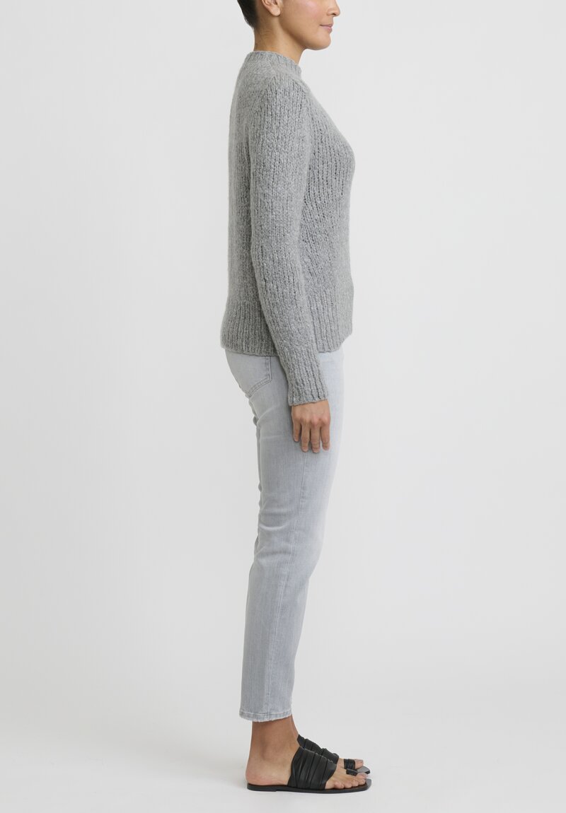 Wommelsdorff Cashmere High Neck Willow Sweater in Chine Grey	