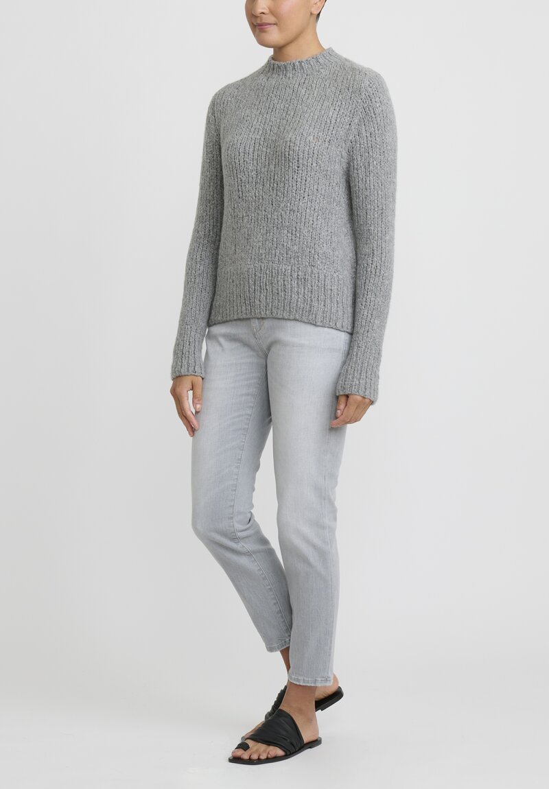 Wommelsdorff Cashmere High Neck Willow Sweater in Chine Grey	