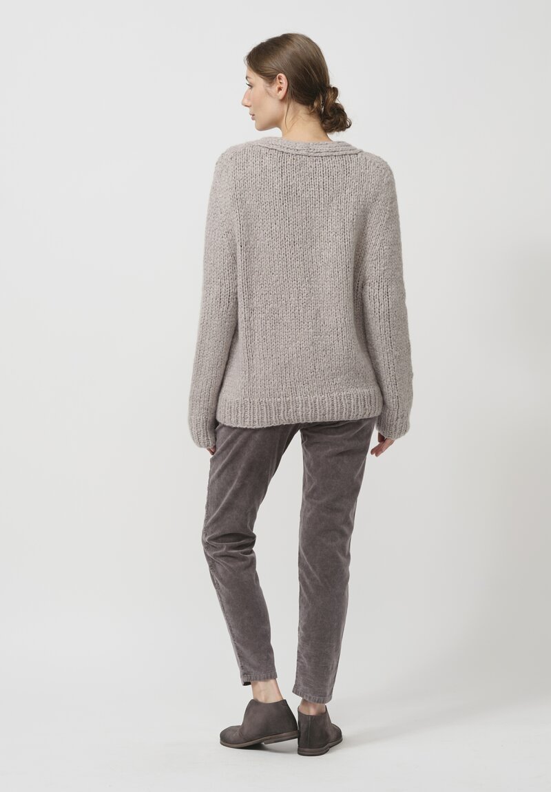 Wommelsdorff Hand Knit Cashmere & Silk Luna Cardigan in Poivre Pepper Grey	