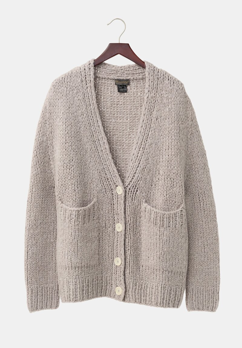 Wommelsdorff Hand-Knit Cashmere & Silk Luna Cardigan in Poivre Pepper Grey	