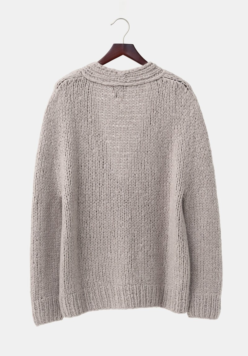 Wommelsdorff Hand-Knit Cashmere & Silk Luna Cardigan in Poivre Pepper Grey	