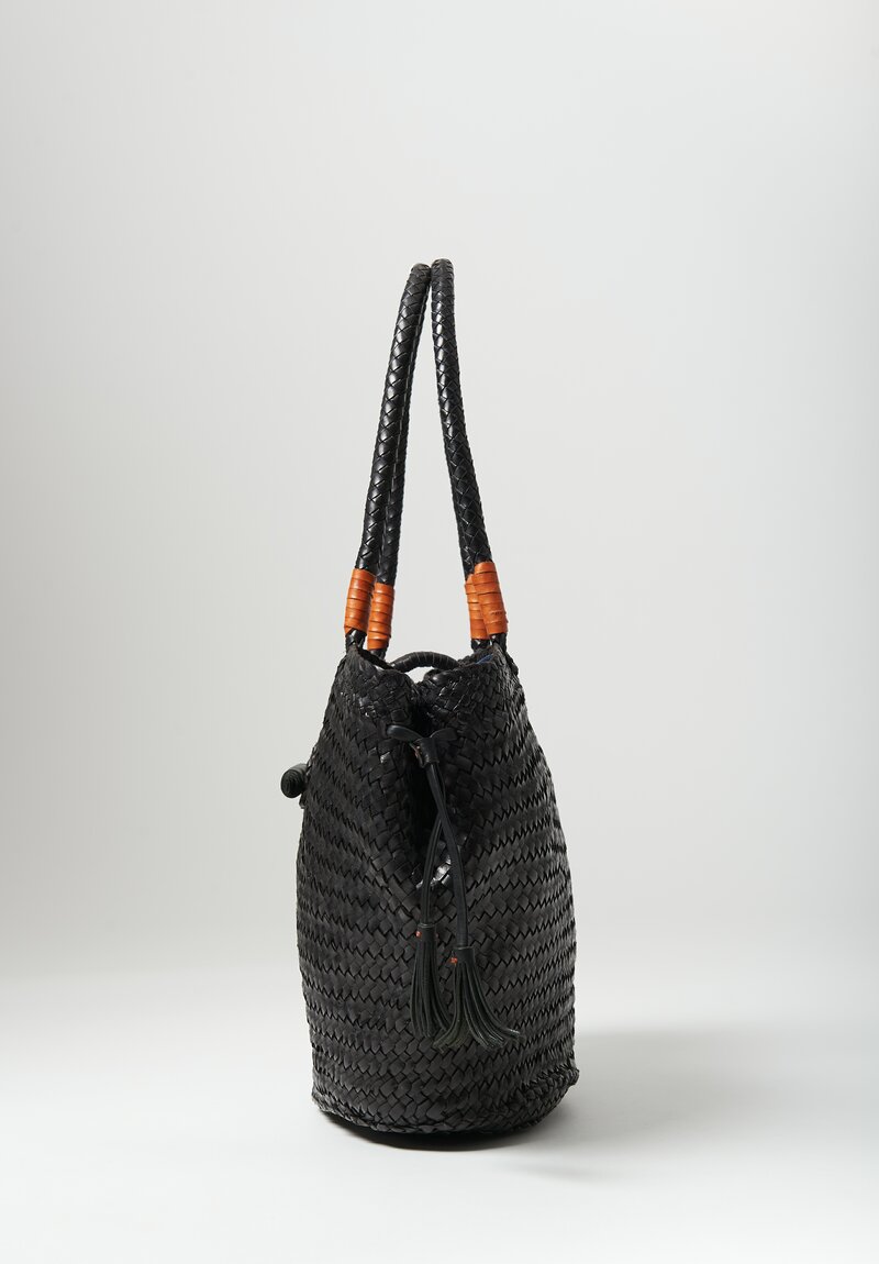 Massimo Palomba Handwoven Leather Ines * Spiga Basket Bag Black	