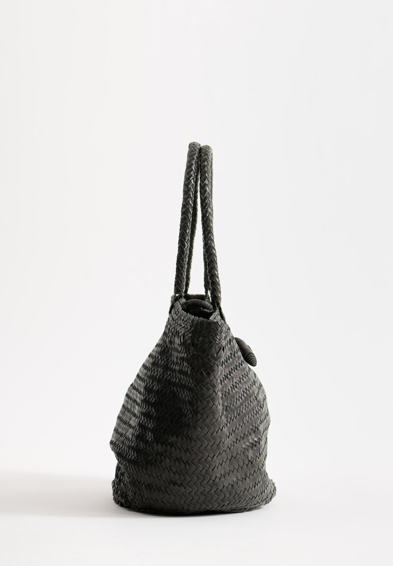 Massimo Palomba Handwoven Leather Ines Spiga Tote in Black	