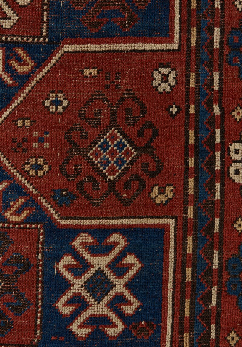 Antique Kazak Handwoven Wool Rug, Late 19th Century	