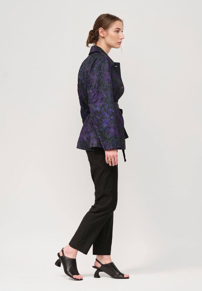 Dries Van Noten Floral Ramblas Short Coat in Black and Purple