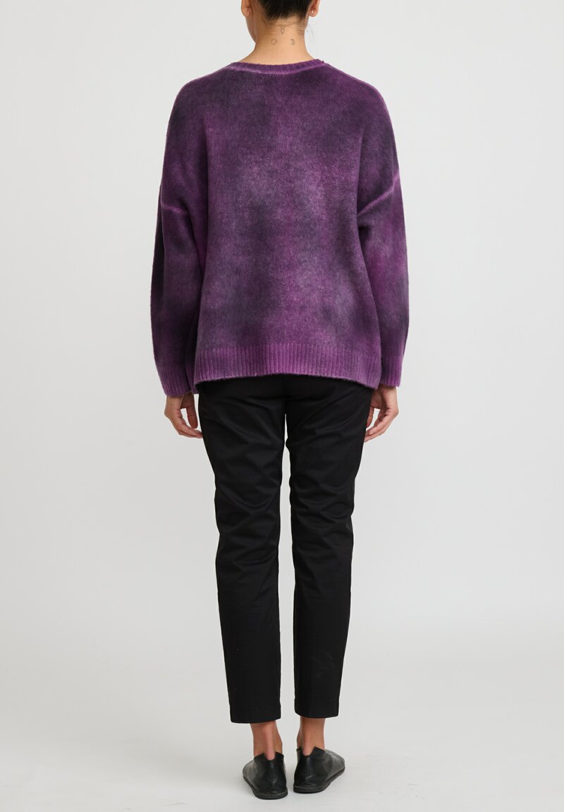 Avant Toi Brushed Cashmere Maglia V-Neck Sweater in Nero, Orchid