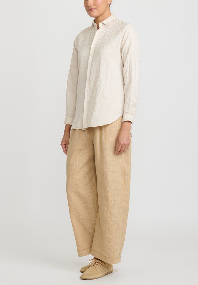A Tentative Atelier Hemp Linen Stripe Elastic Waist Geisel Pants	