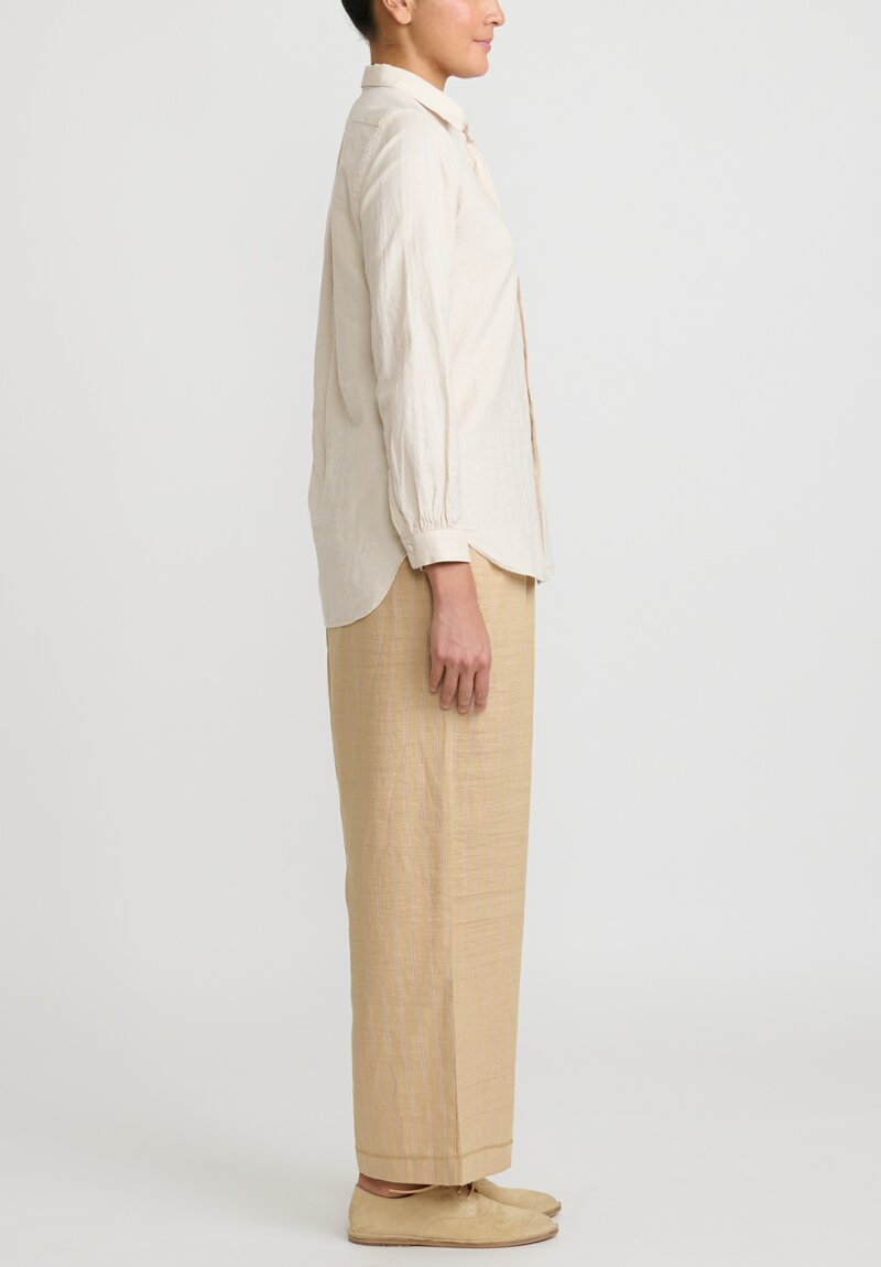 A Tentative Atelier Hemp Linen Stripe Elastic Waist Geisel Pants	