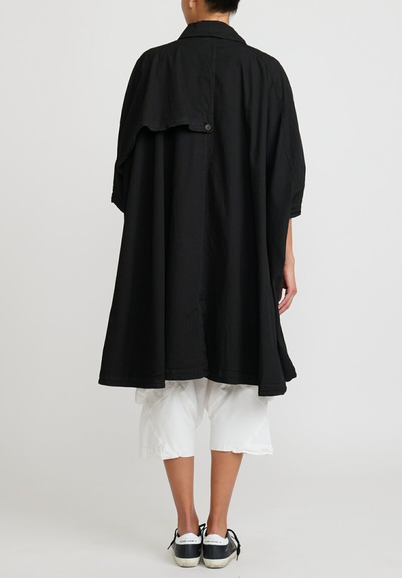 Rundholz Cotton Oversized A-Line Pocket Coat in Black	