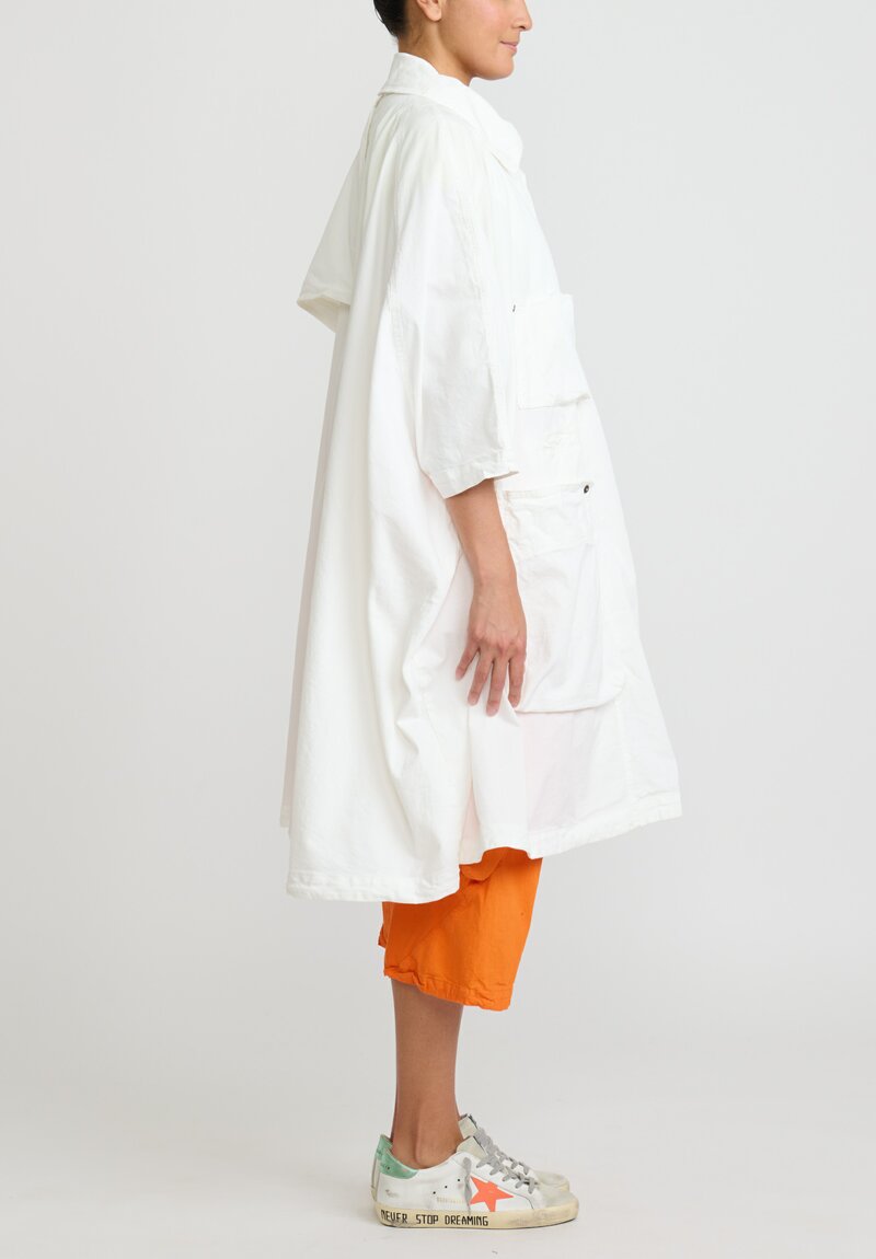 Rundholz Cotton Oversized A-Line Pocket Coat in Star White	
