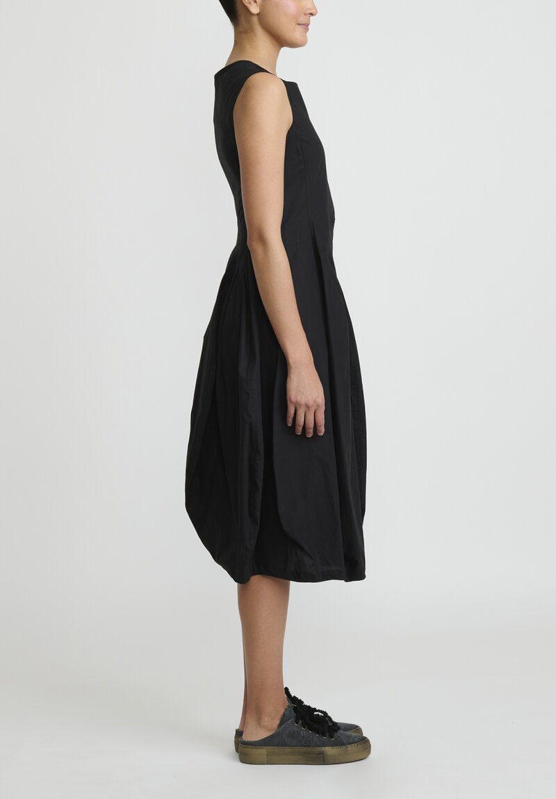 Rundholz Cotton Sleeveless Tulip Dress in Black	