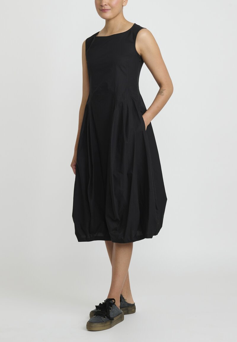 Rundholz Cotton Sleeveless Tulip Dress in Black	
