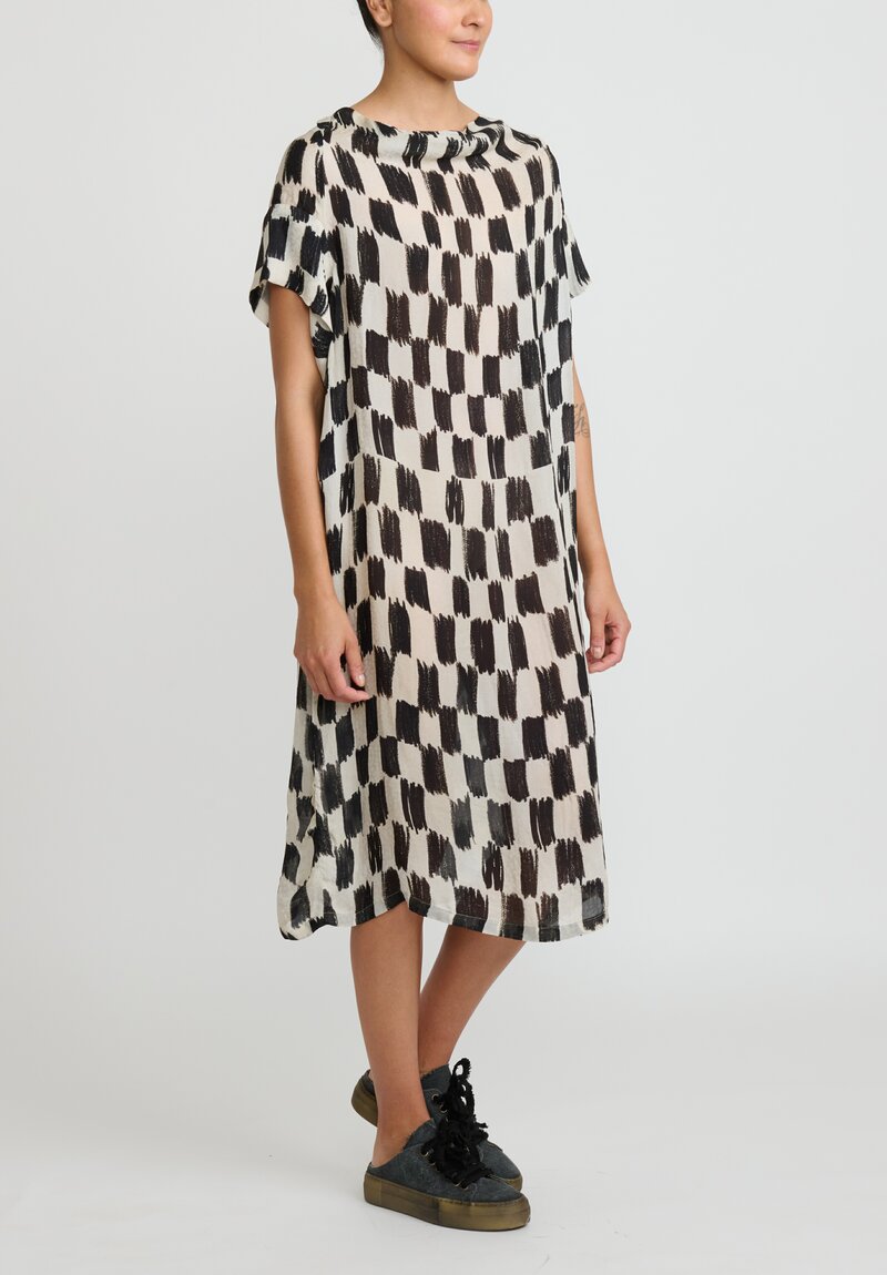 Rundholz Checker-Sketched Dress in Black & White	